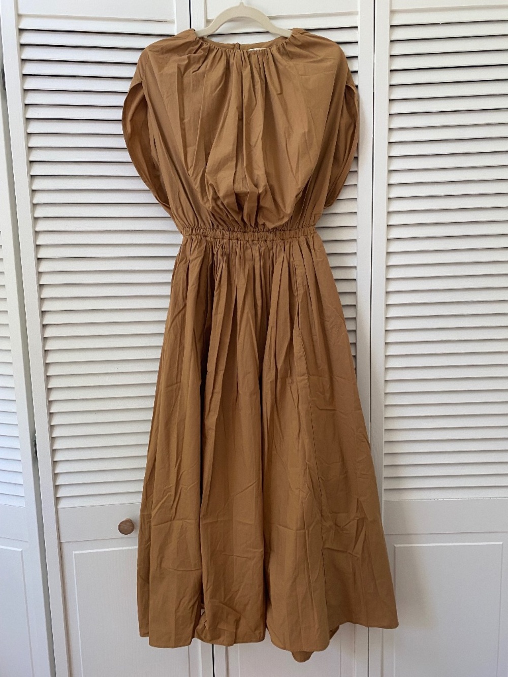 Black Crane Shell Dress in Camel